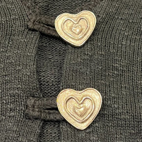 Coldwater Creek Vintage Heart Button Cardigan, USA, Cotton, Black, M/L - Picture 2 of 6